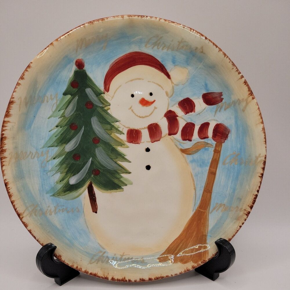 Maxcera Snowman Collection Round 8" Plate Holiday Merry Christmas Decor